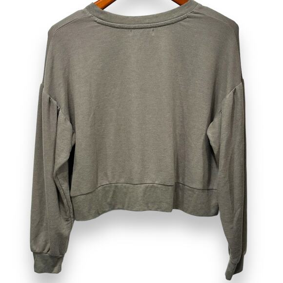 Arizona Jean Co Drop Shoulder Cropped Sweater Sweatshirt Size Large Olive Green - Picture 4 of 6